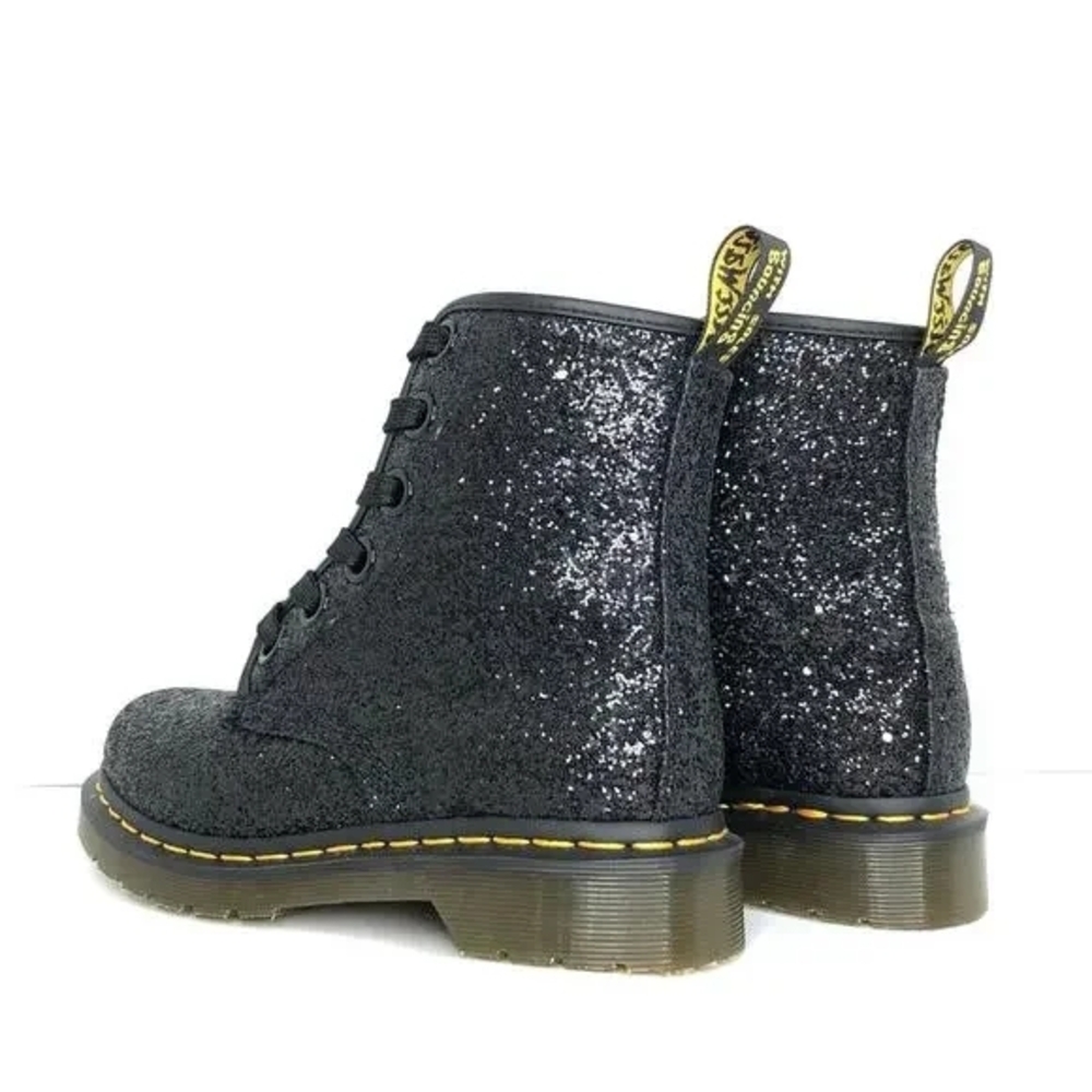 Dr. Martens 1460 Farrah Black Glitter 8-Eye Lace-Up Boot Size 9 - Picture 5 of 10